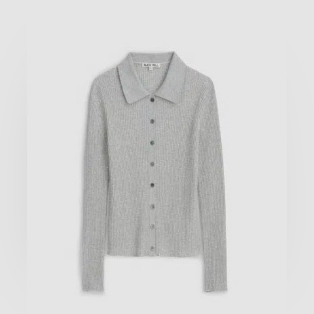NWT Alex Mill Light Gray Ribbed Button-Up Cardigan
